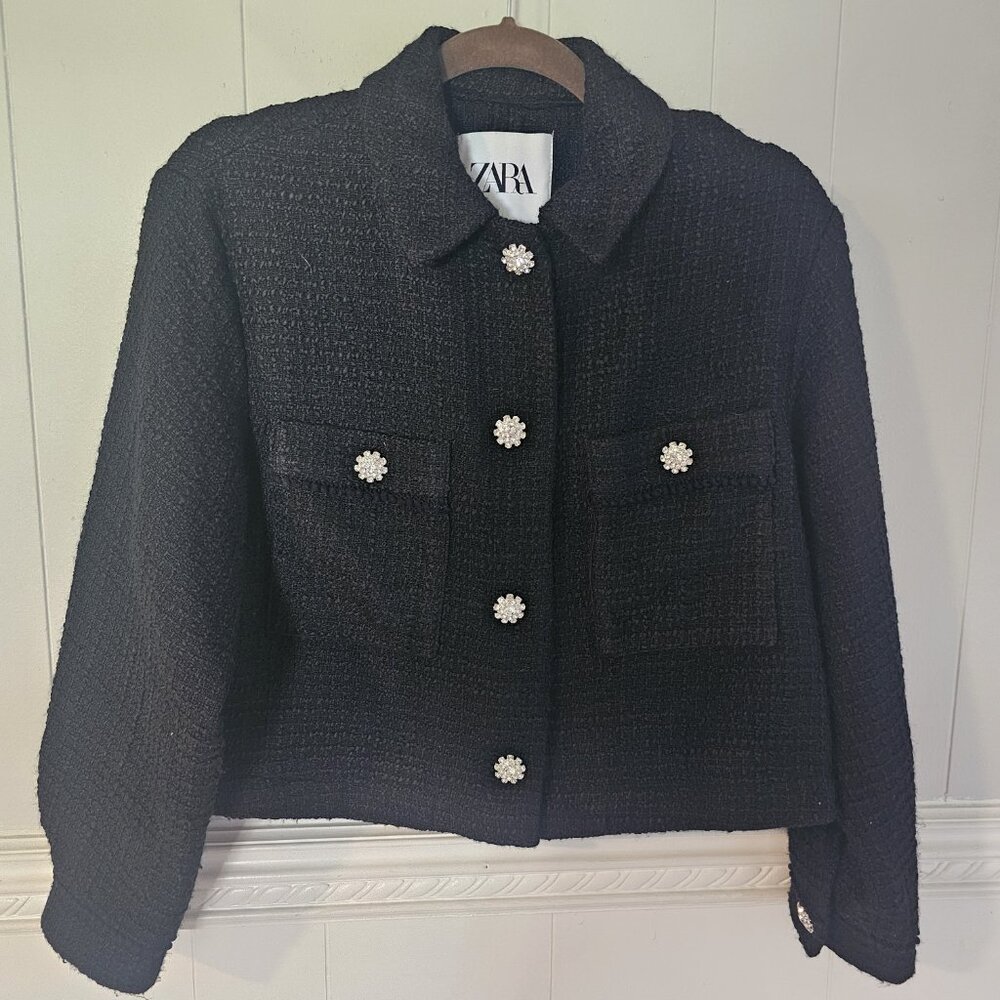 Zara Tweed Boucle Knit Blazer Jacket